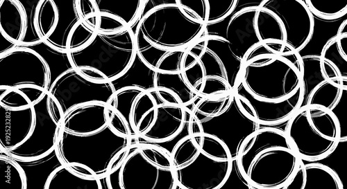 abstract white circles on black background, grunge texture