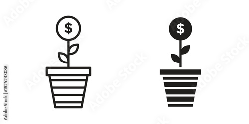 Investment tree icon in a simple line art style. EPS10