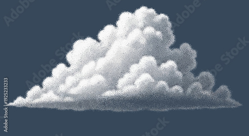 fluffy cloud against dark blue sky, weather illustration