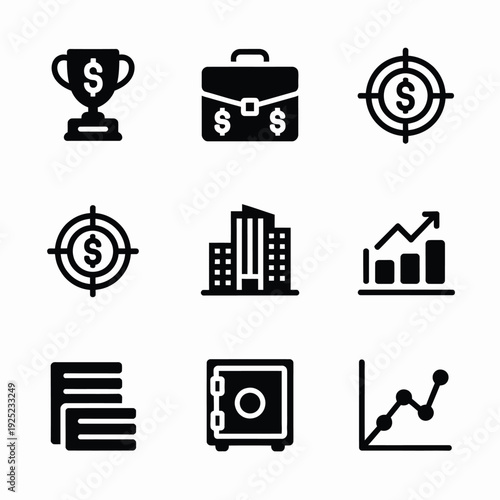 Set of 9 finance icons vector