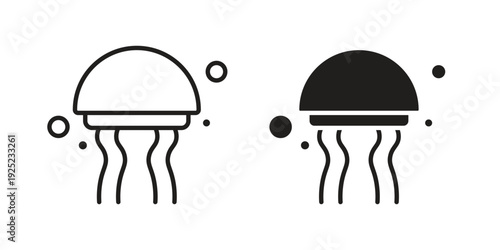 Jellyfish icon in a simple line art style. EPS10