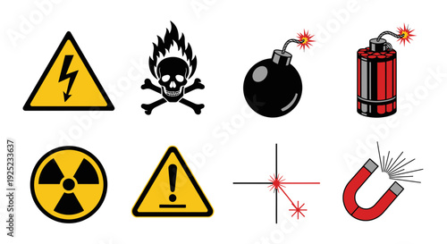 Danger warning signs set, hazard symbols, safety icons
