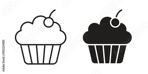 Cupcake icon outline vector set. icon vector isolated on white background. EPS 10