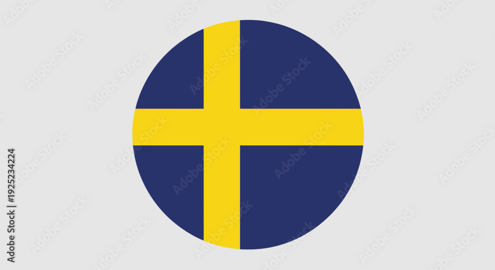 Obraz premium swedish flag icon, sweden symbol, blue and yellow circle