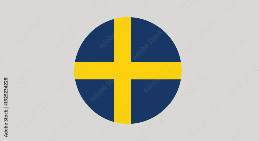 Obraz premium swedish flag circle, blue and yellow symbol