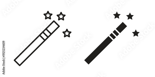 Magic wand icon in a simple line art style. EPS10
