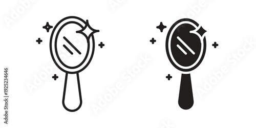 Makeup mirror icon in a simple line art style. EPS10