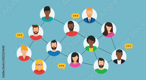 diverse people network connection, social media communication