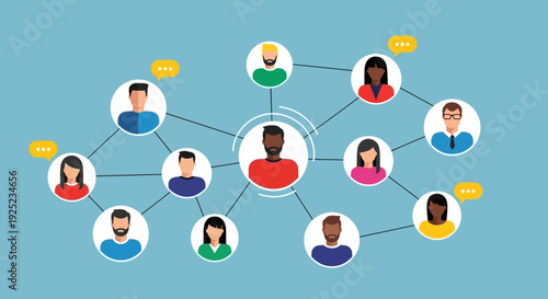 social network connections, people connected, communication concept