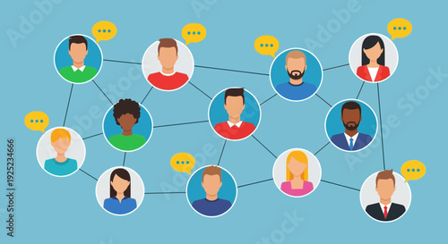 network of people connected, social media, communication