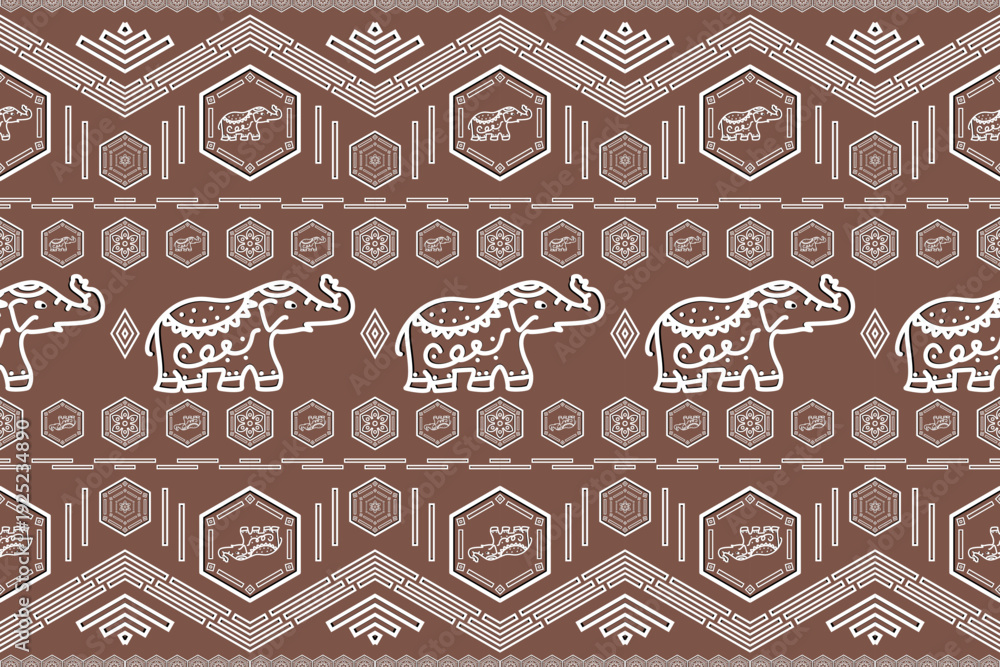 custom made wallpaper toronto digitalELEPHANT BROWN WHITE SEAMLESS PATTERN