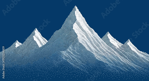 snowy mountain peaks against a dark blue sky