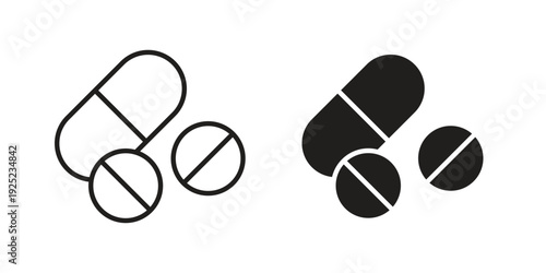 Medicine tablet icon in a simple line art style. EPS10