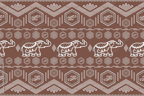 Wallpaper Mural ELEPHANT BROWN WHITE SEAMLESS PATTERN Torontodigital.ca