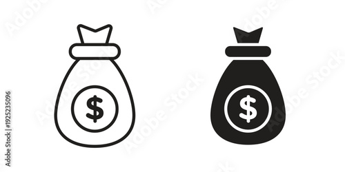 Money bag icon in a simple line art style. EPS10
