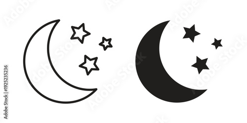 Night icon in a simple line art style. EPS10