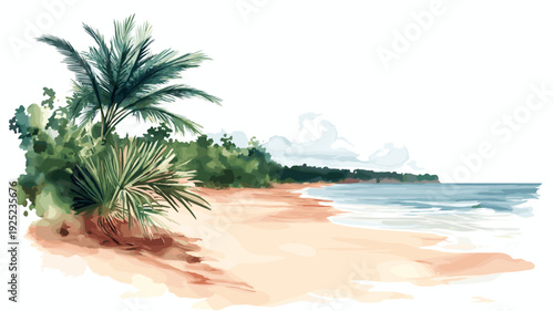 Encarnacion Beaches . Encarnacion Beaches  hand drawn watercolor illustration