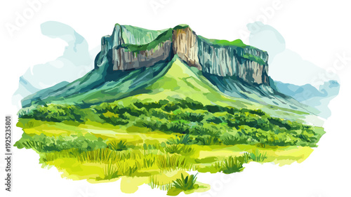 Chapada Diamantina National Park. Chapada Diamantina National Park hand drawn watercolor illustration