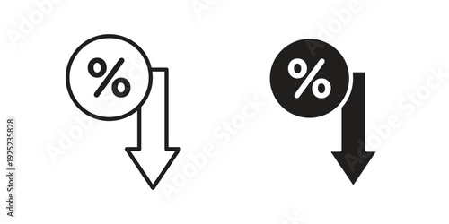 Percent down icon in a simple line art style. EPS10