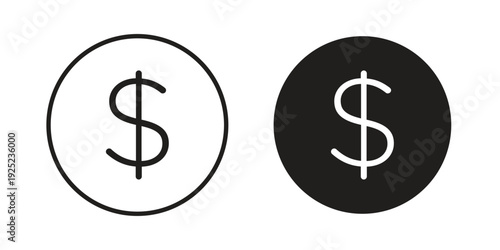 Dollar icon outline vector set. icon vector isolated on white background. EPS 10