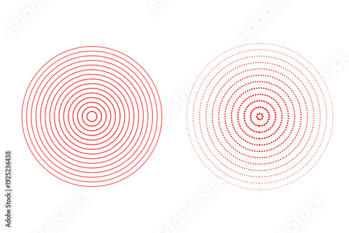 Red radar scanner icon PNG with sonar waves, circular signals and transparent background for technology, monitoring, and communication visuals