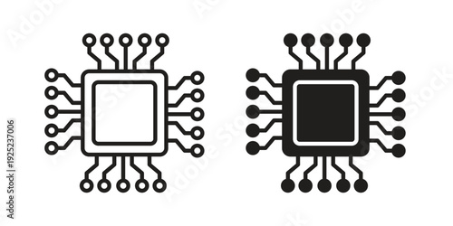 Processor icon in a simple line art style. EPS10