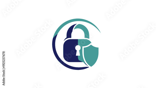 Abstract digital security and data protection logo concept.