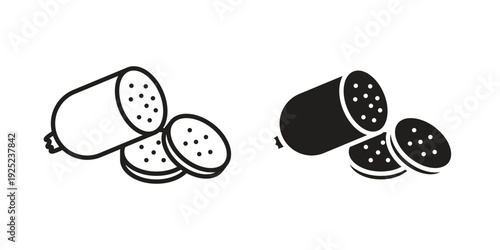 Sausage salami icon in a simple line art style. EPS10