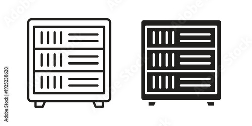 Server rack icon in a simple line art style. EPS10
