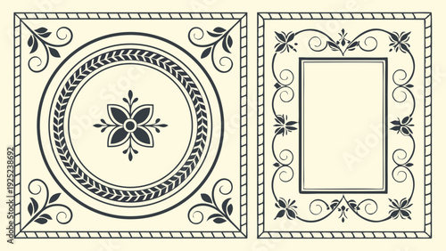 Ornate Vintage Frame Set Elegant Flourish Border Design for Wedding Invitations Elegant Certificates Classic Menu Layouts