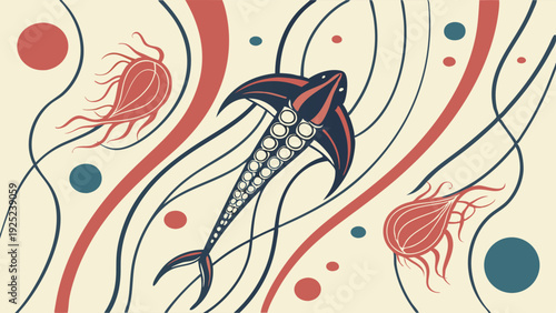 Ancient Trilobite Organism Swimming Abstract Paleontology Design for Science Education Web Backgrounds