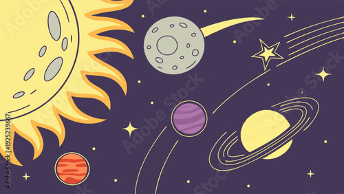 Vibrant Solar System Illustration for Kids Education Science Projects Space Exploration Website Banners