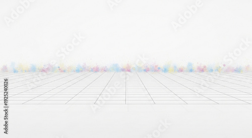 Blurred colorful city skyline on grid background modern urban landscape with pastel hues abstract cityscape