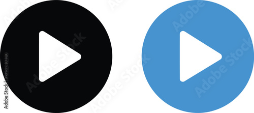 Two circular buttons with play symbols in contrasting colors side by side