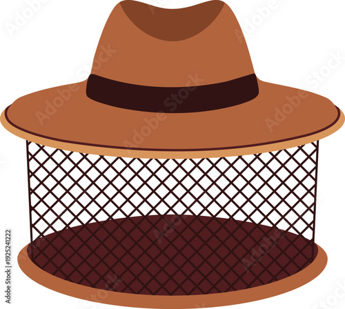 Beekeeping Hat With Veil Illustration
