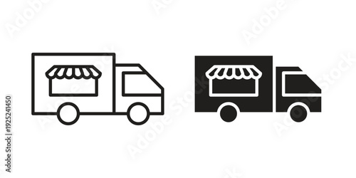 Food truck icon outline vector set. icon vector isolated on white background. EPS 10