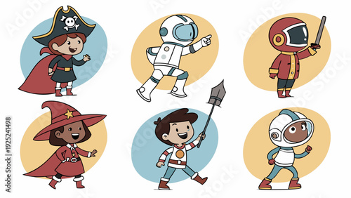 Children Dressed As Pirate Astronaut Witch Knight Exploring Imagination For Kids Education Web Design Projects