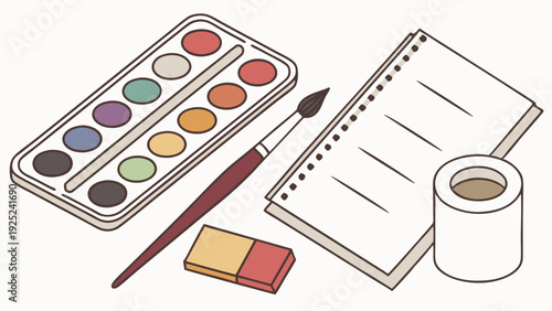 Watercolor Painting Supplies and Sketchbook for Creative Art Projects and Hobby Learning for Students and Artists