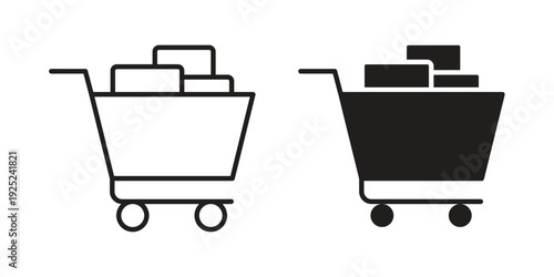 Full cart icon outline vector set. icon vector isolated on white background. EPS 10