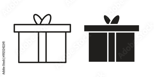 Gift box icon outline vector set. icon vector isolated on white background. EPS 10