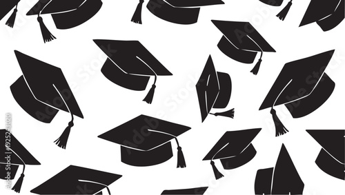 Graduation cap vector pattern - mortarboard background for graduation eps silhouette