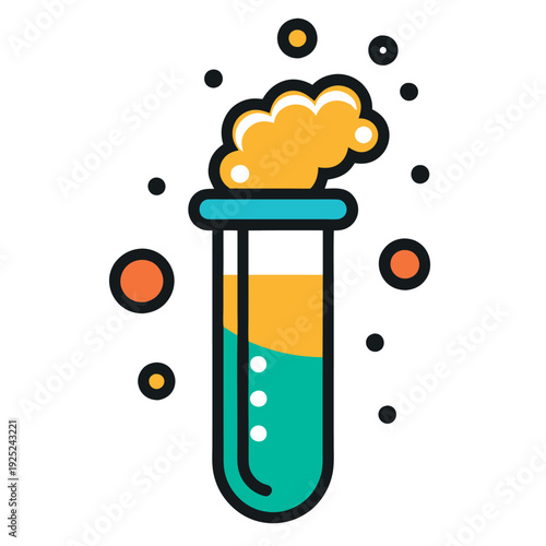 A chemical reaction icon with bubbles and fumes co  