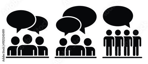 Iconography of People Communicating and Discussing Ideas in Groups