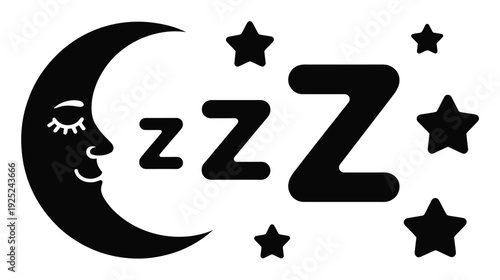 Sleeping Moon and Stars with Zzz's - A Symbol of Rest and Dreams