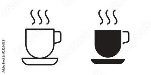Hot coffee cup icon outline vector set. icon vector isolated on white background. EPS 10