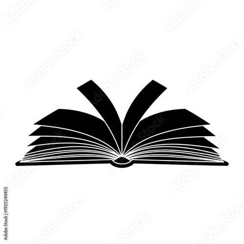 Stylized Open Book Graphic Minimalist Illustration with Bold Lines and Simple Design for Educational or Literary Contexts White Background Artwork