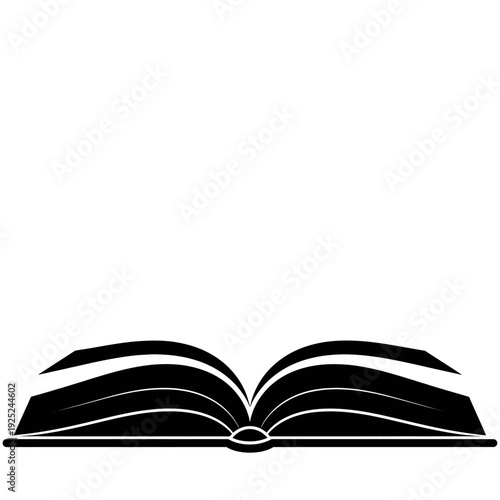 Monochrome Book Cover and Pages Illustration for Publishing or Educational Logo Icon Concept