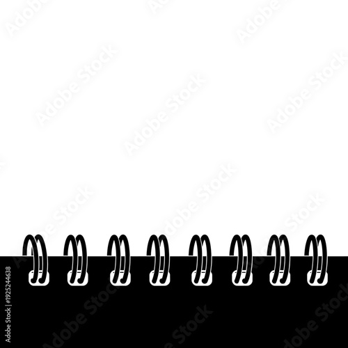 Minimalist Spiral-Bound Notebook with Black Cover and White Pages in Modern Design on White Canvas