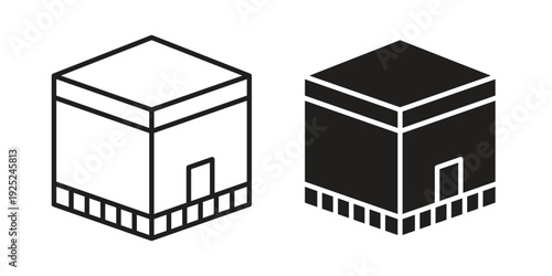 Kaaba icon outline vector set. icon vector isolated on white background. EPS 10