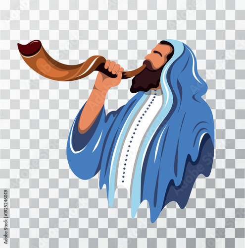 A Jewish man blows the shofar